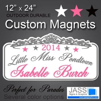 parade car magnets custom made and personalized for beauty queens