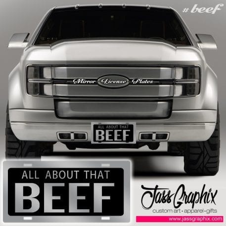 beef car tag-all about that beef license plate