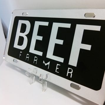 beef farmer mirror license plate - black